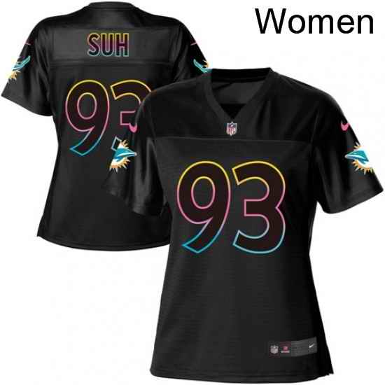 Womens Nike Miami Dolphins 93 Ndamukong Suh Game Black Fashion NFL Jersey